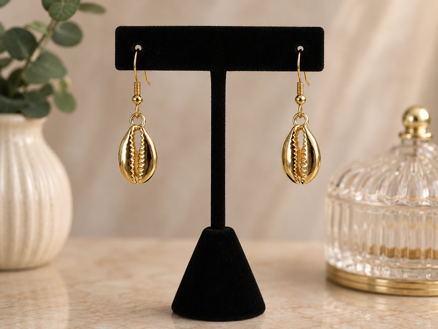 Gold Cowrie Shell Earrings