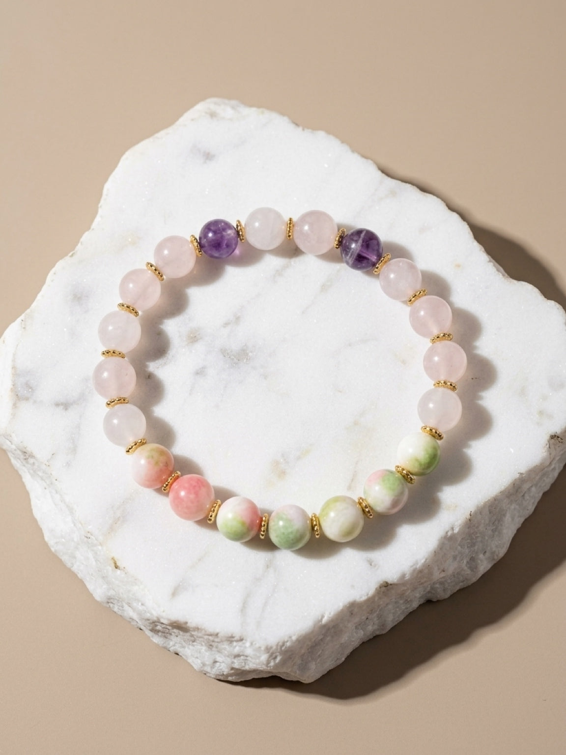 Tranquil Heart  Bracelet – Persian Jade, Rose Quartz & Milky Quartz