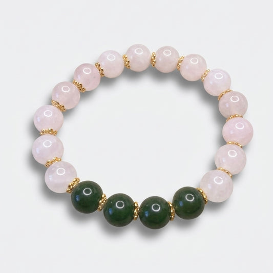 Heart & Harmony – Rose Quartz & Nephrite Jade Bracelet