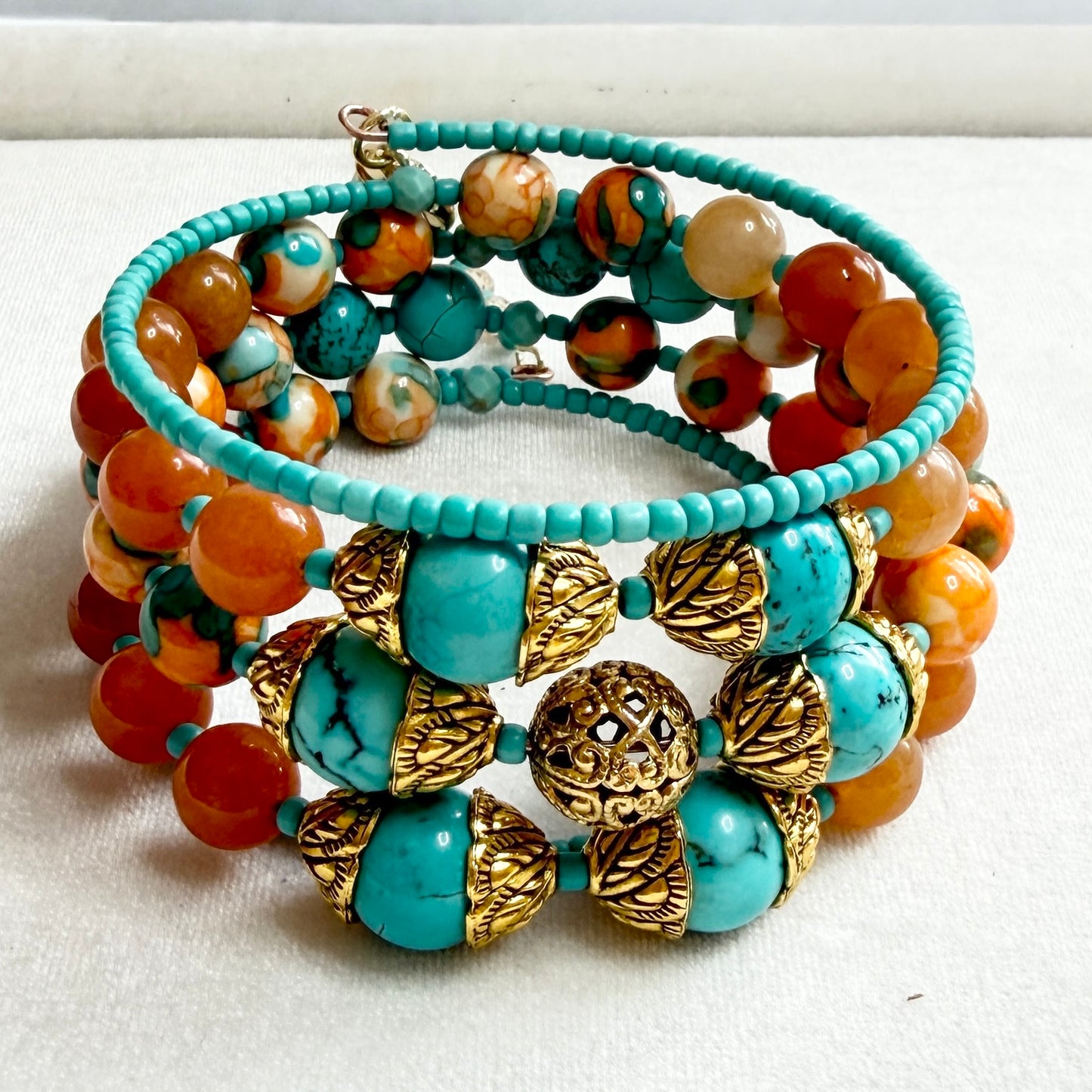 Turquoise Sunset Memory Wire Bracelet