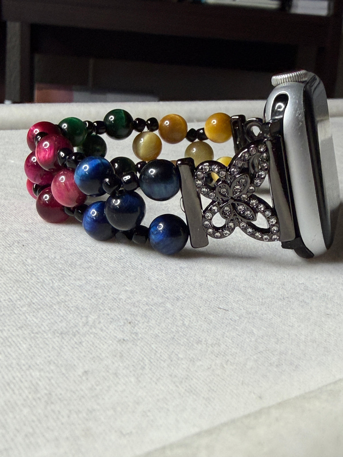 Multicolor Tiger’s Eye Butterfly Smartwatch Band