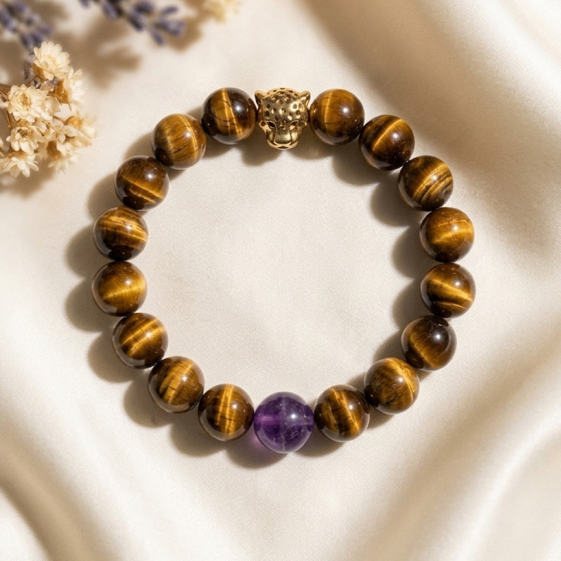 Tiger’s Eye & Amethyst Leopard Bracelet