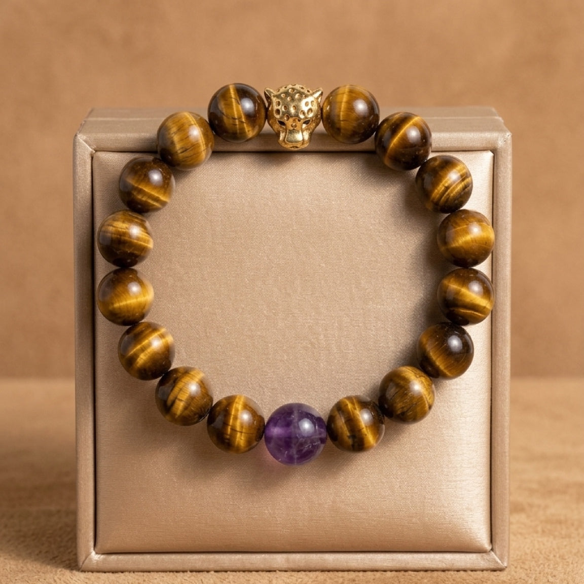 Tiger’s Eye & Amethyst Leopard Bracelet