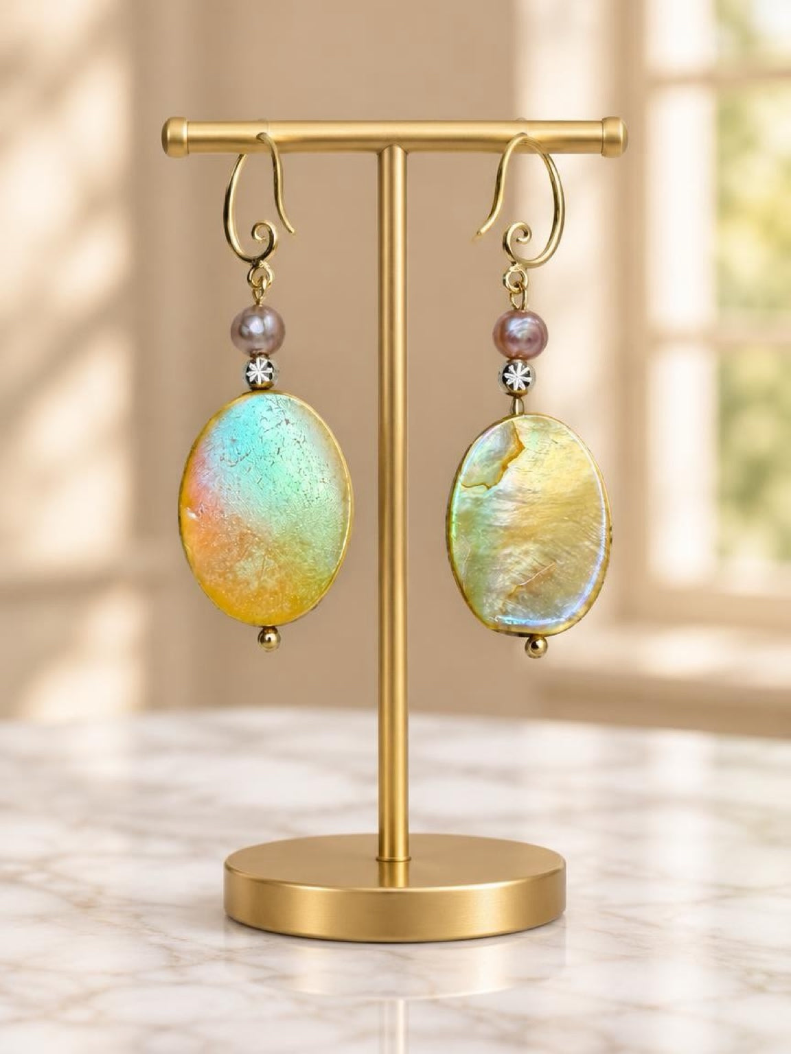 Mother of Pearl Drop Earrings | 18K Gold-Filled | 2 Inches