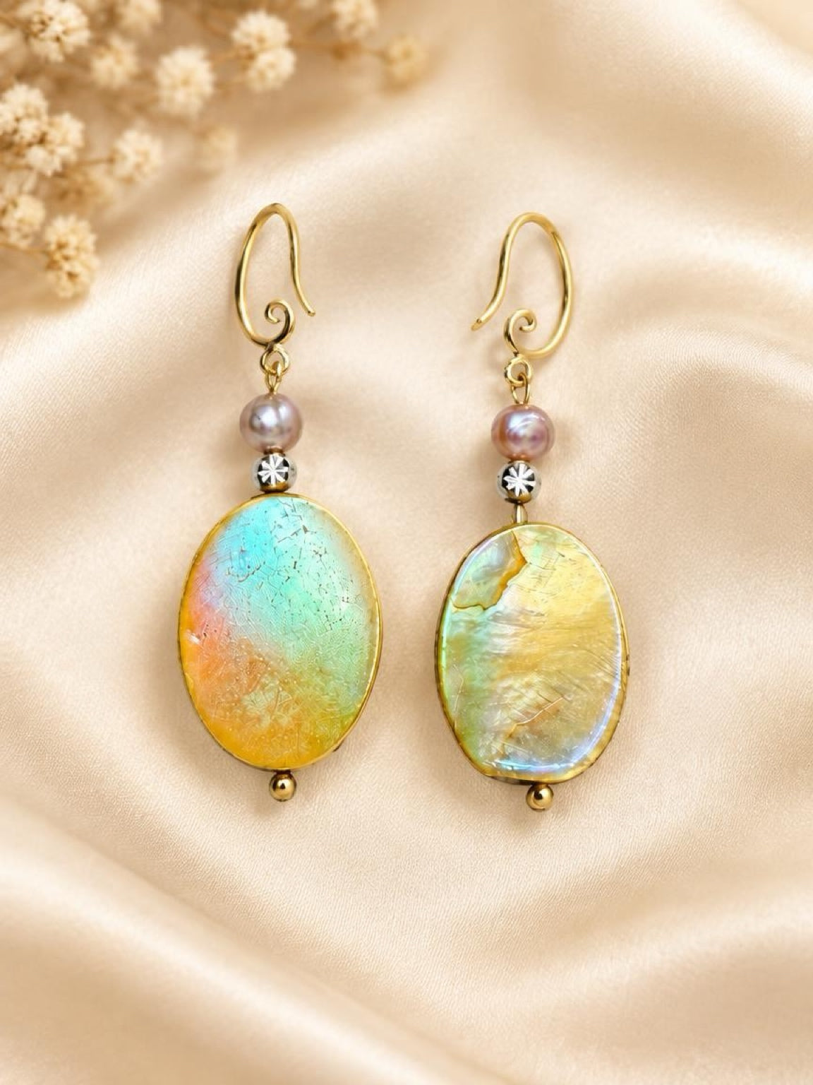Mother of Pearl Drop Earrings | 18K Gold-Filled | 2 Inches
