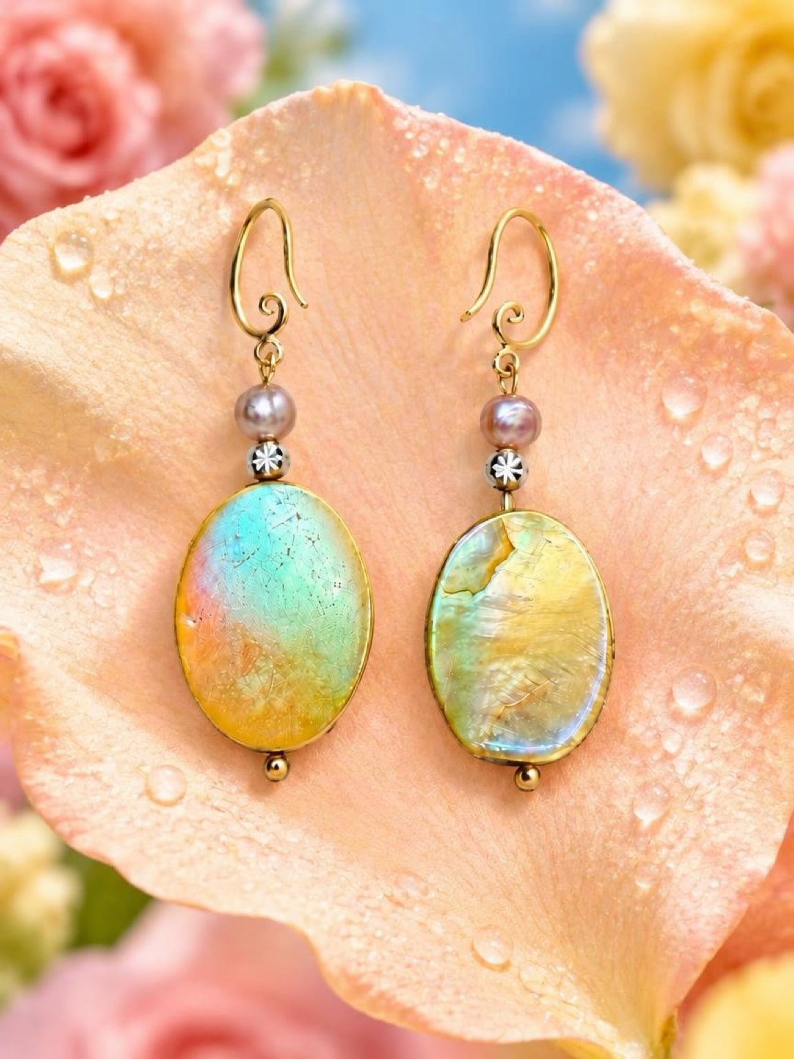 Mother of Pearl Drop Earrings | 18K Gold-Filled | 2 Inches