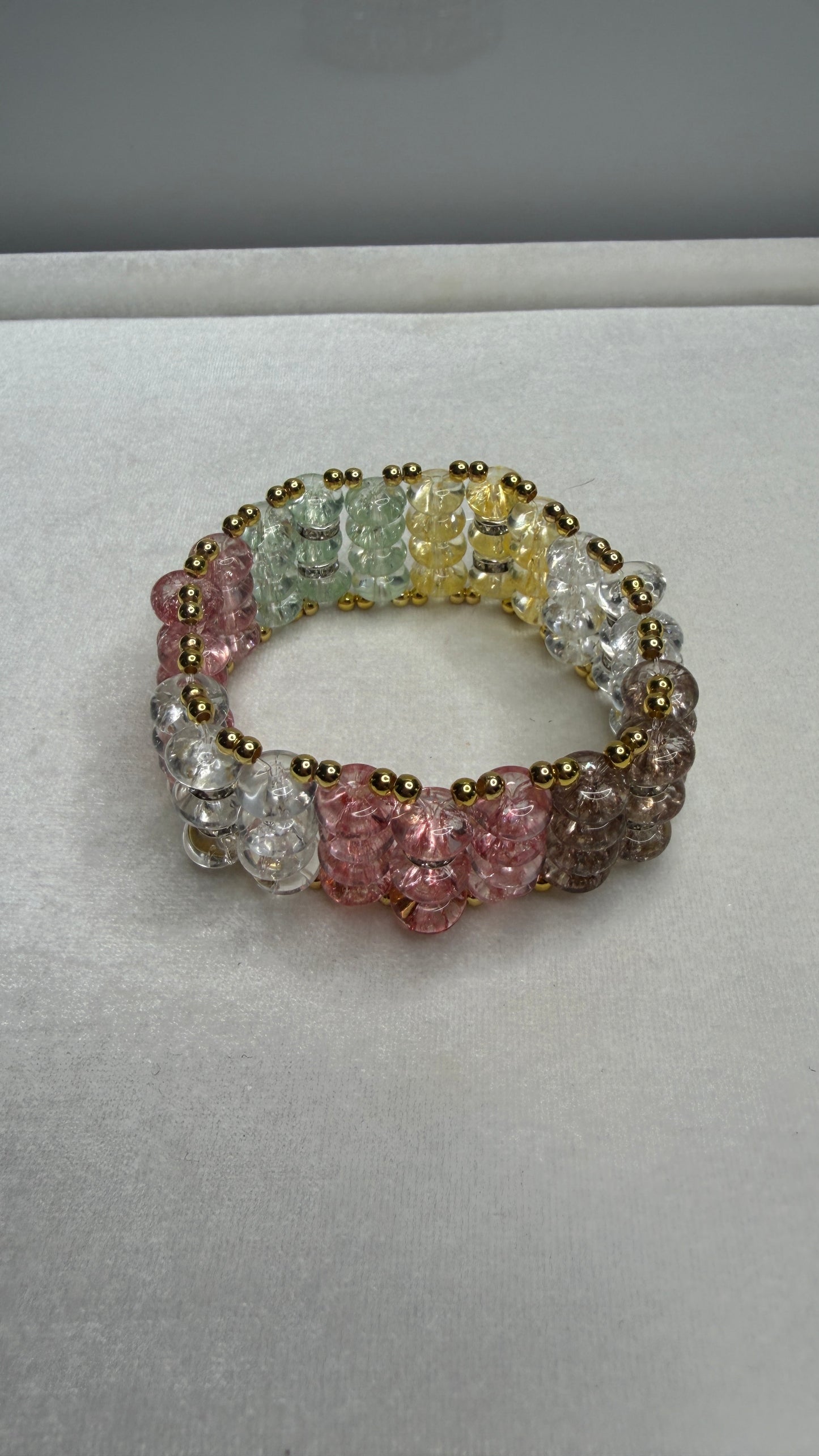Colorful Cracked Crystal Rondelle Bracelet