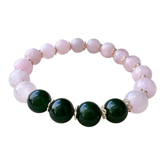 Heart & Harmony – Rose Quartz & Nephrite Jade Bracelet