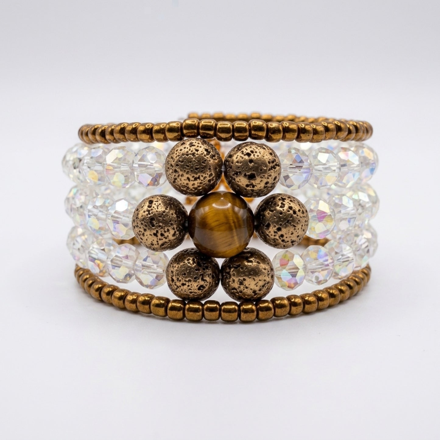 Golden Guardian Tiger Eye Memory Wire Bracelet
