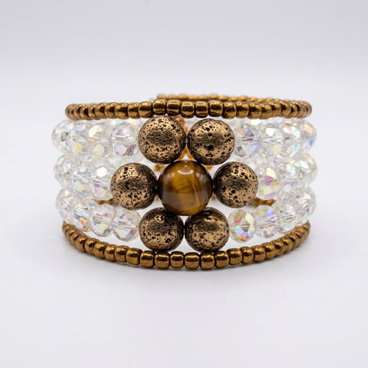 Golden Guardian Tiger Eye Memory Wire Bracelet