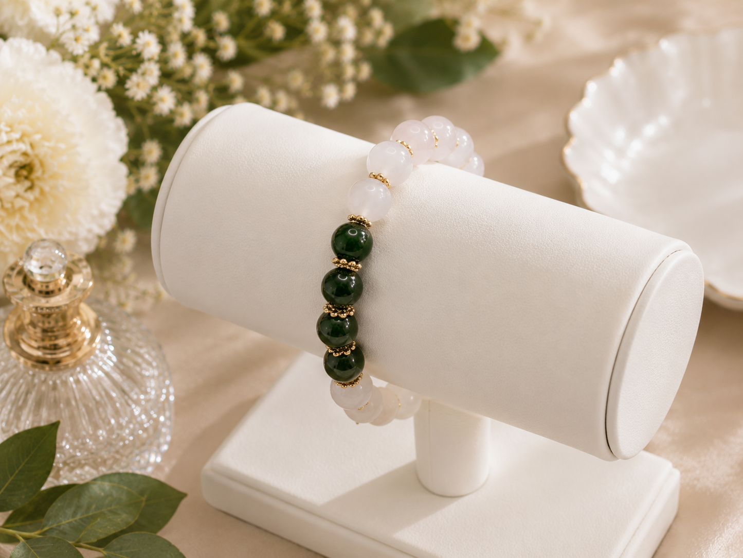 Heart & Harmony – Rose Quartz & Nephrite Jade Bracelet