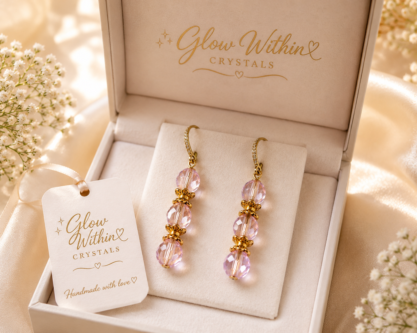 Blush Crystal Gold-Plated Earrings
