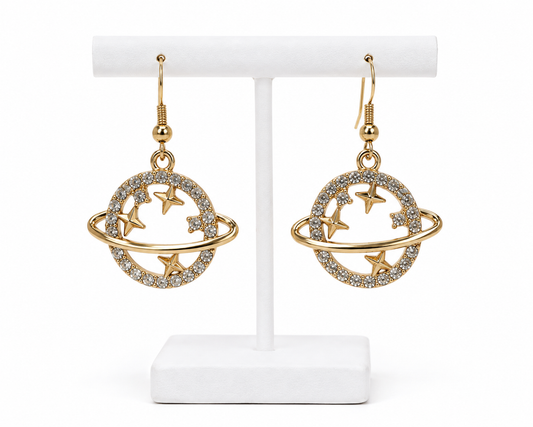 Planet Star Gold-Plated Earrings