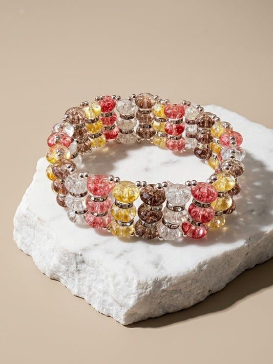 ✨ Sunset Sparkle Cracked Crystal Statement Bracelet – 7½”