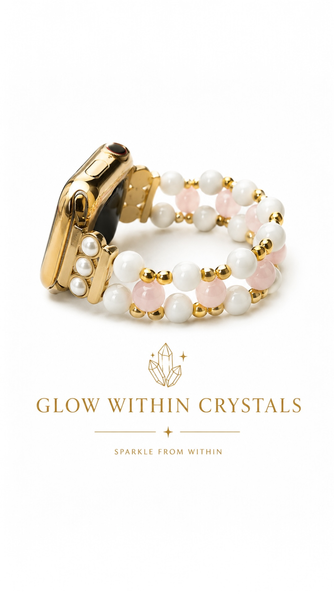 Rose Quartz & White Shell Apple Watch Bracelet