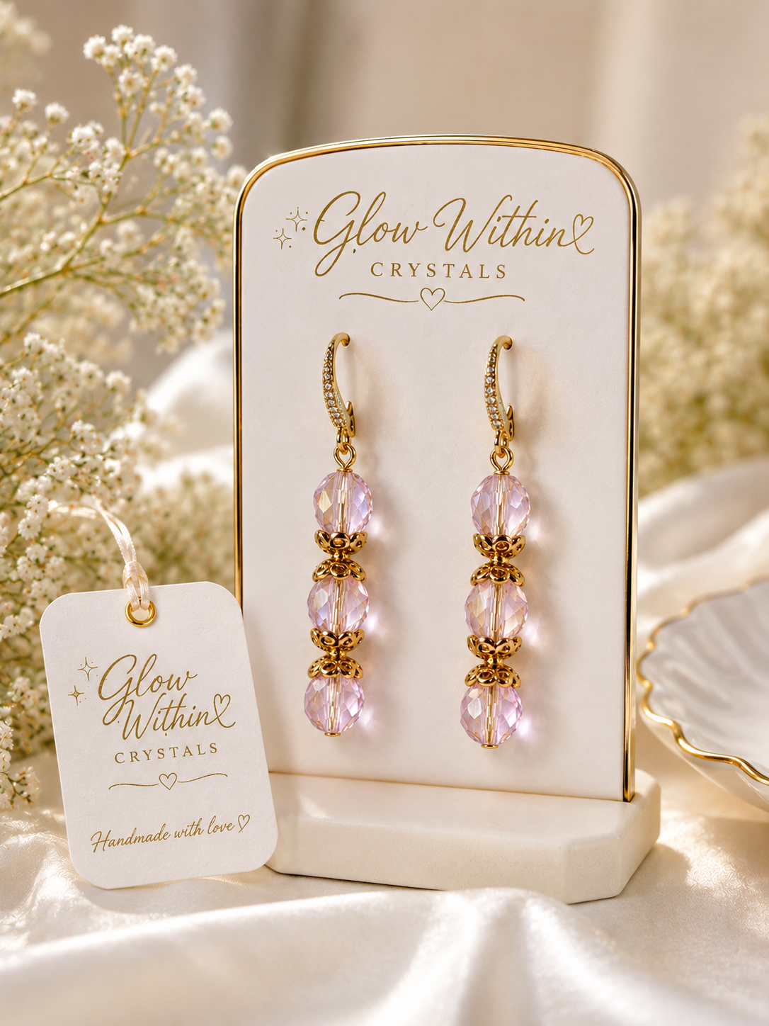 Blush Crystal Gold-Plated Earrings