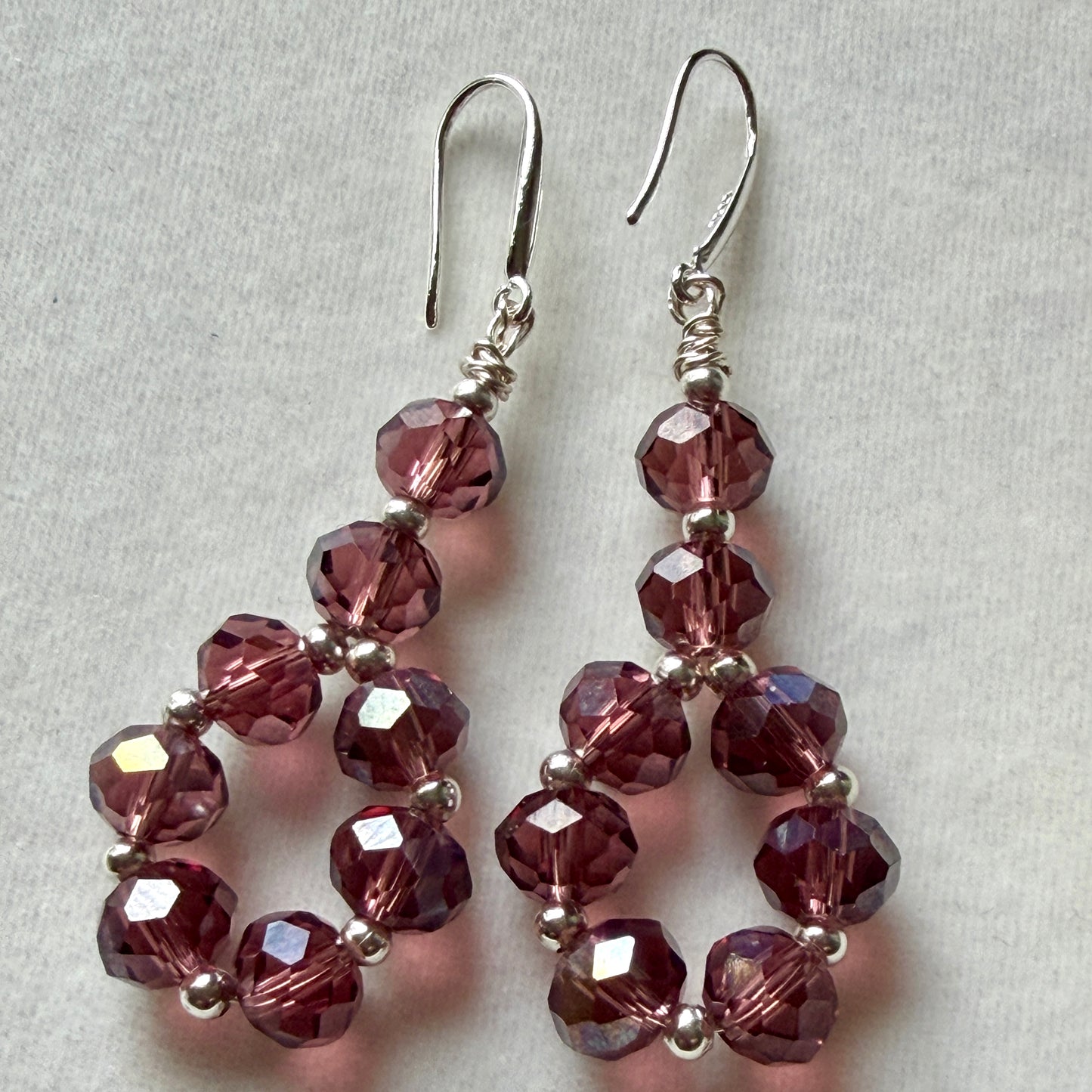 Amethyst Glow Crystal Teardrop Earrings