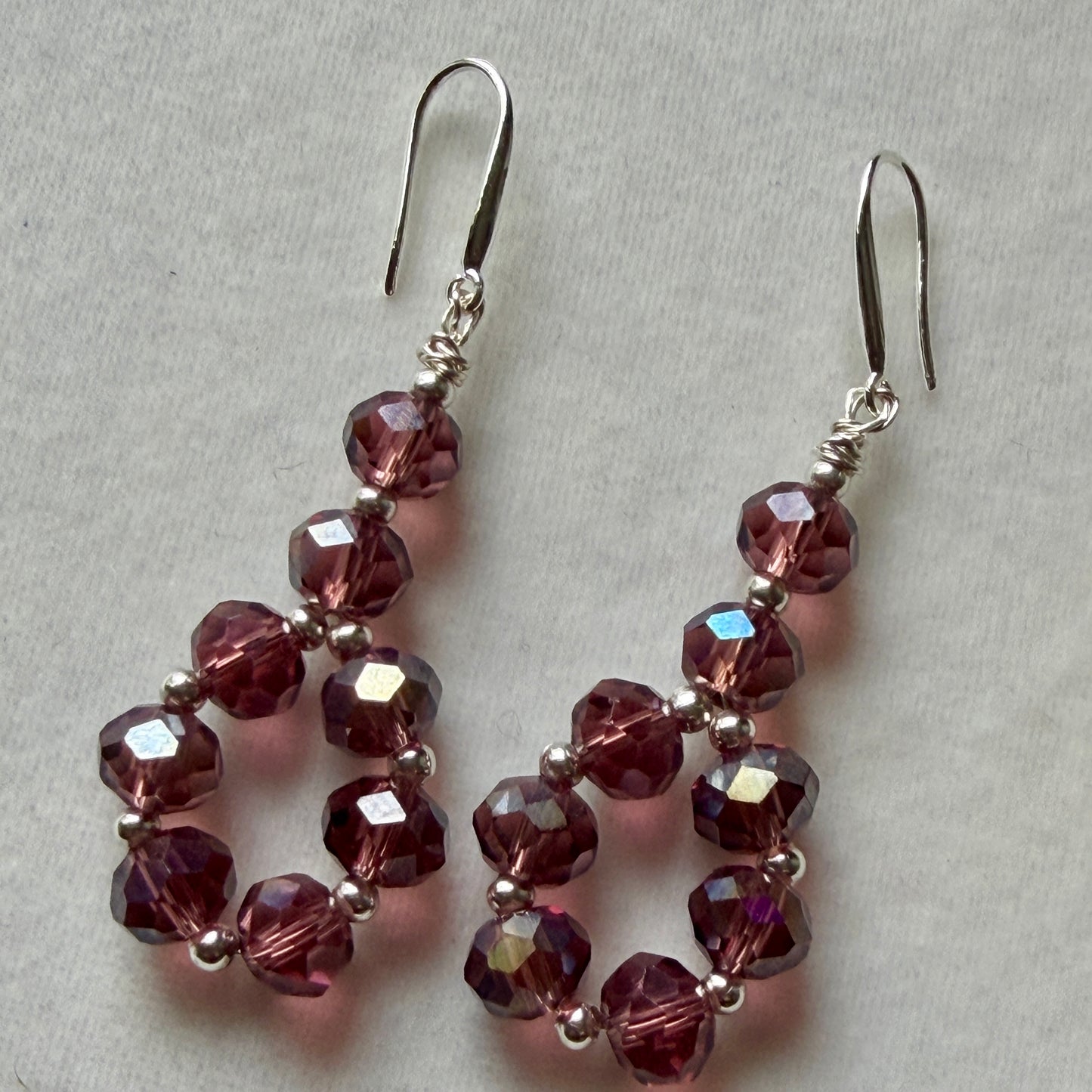 Amethyst Glow Crystal Teardrop Earrings