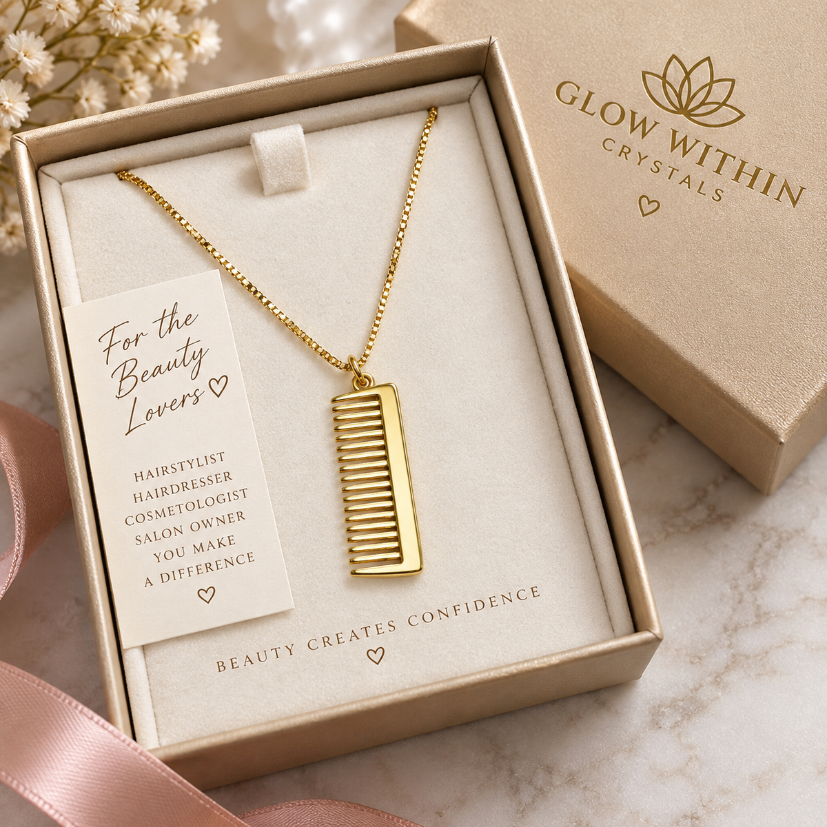 18K Gold-Filled Comb Pendant Necklace – Hairstylist Gift