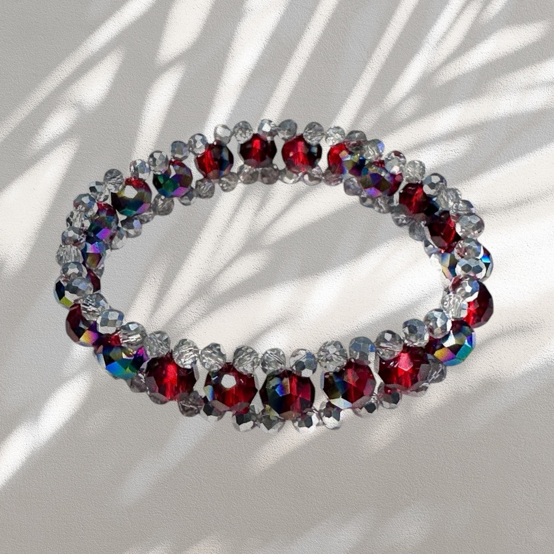 Red Austrian Crystal Three-Tier Bracelet