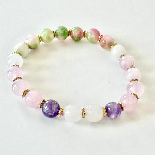 Tranquil Heart  Bracelet – Persian Jade, Rose Quartz & Milky Quartz