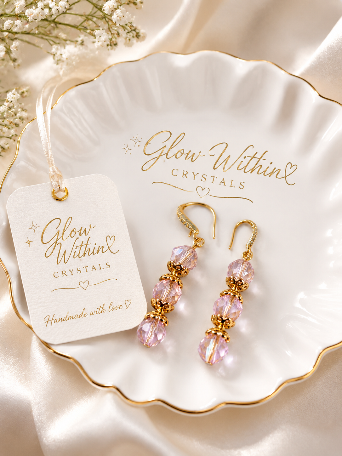 Blush Crystal Gold-Plated Earrings