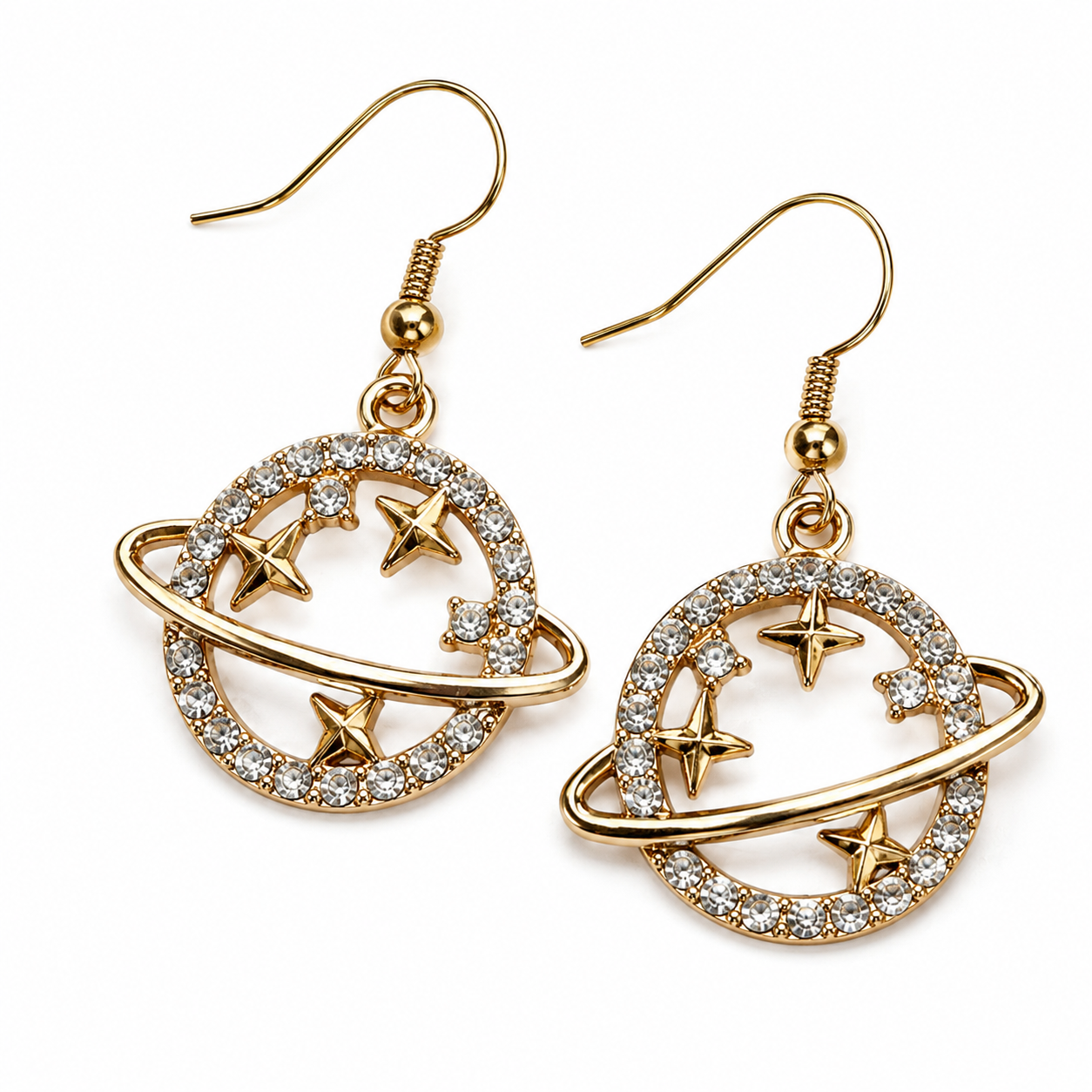 Planet Star Gold-Plated Earrings