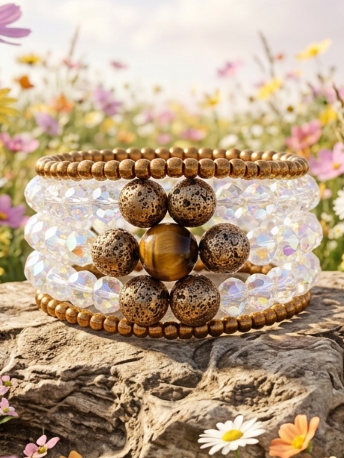 Golden Guardian Tiger Eye Memory Wire Bracelet