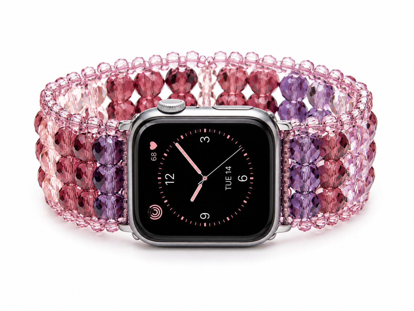 Pink & Purple Crystal Beaded Smartwatch Band