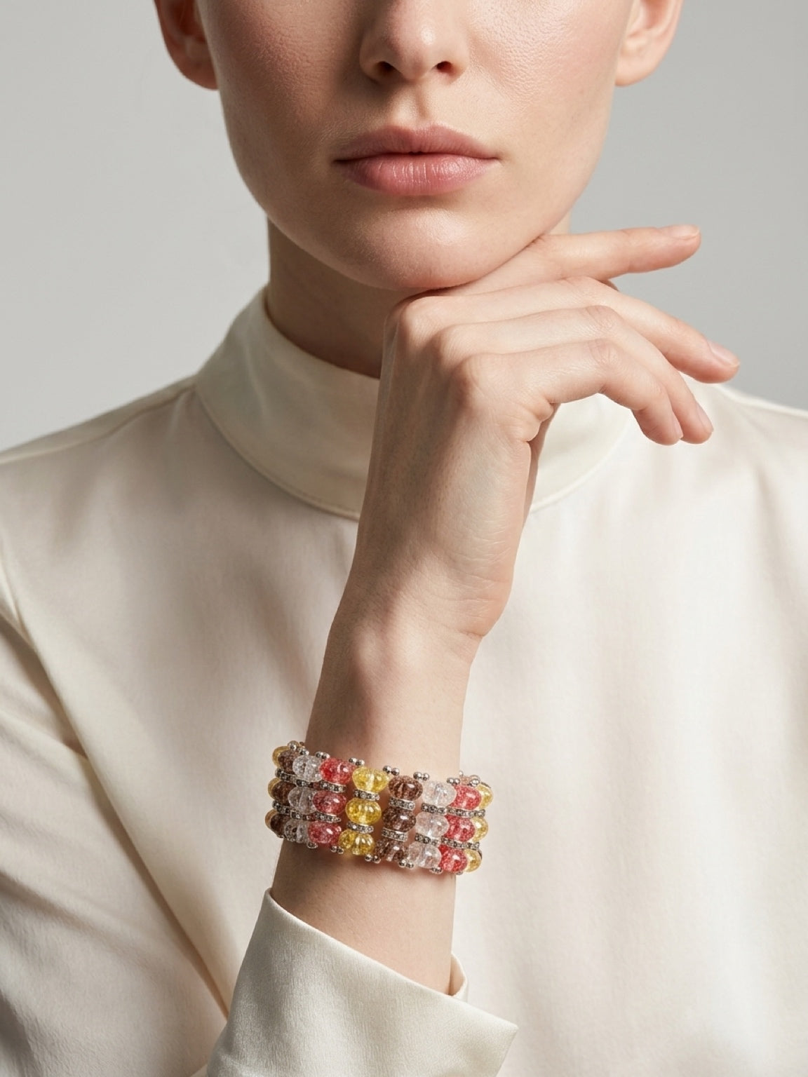 ✨ Sunset Sparkle Cracked Crystal Statement Bracelet – 7½”