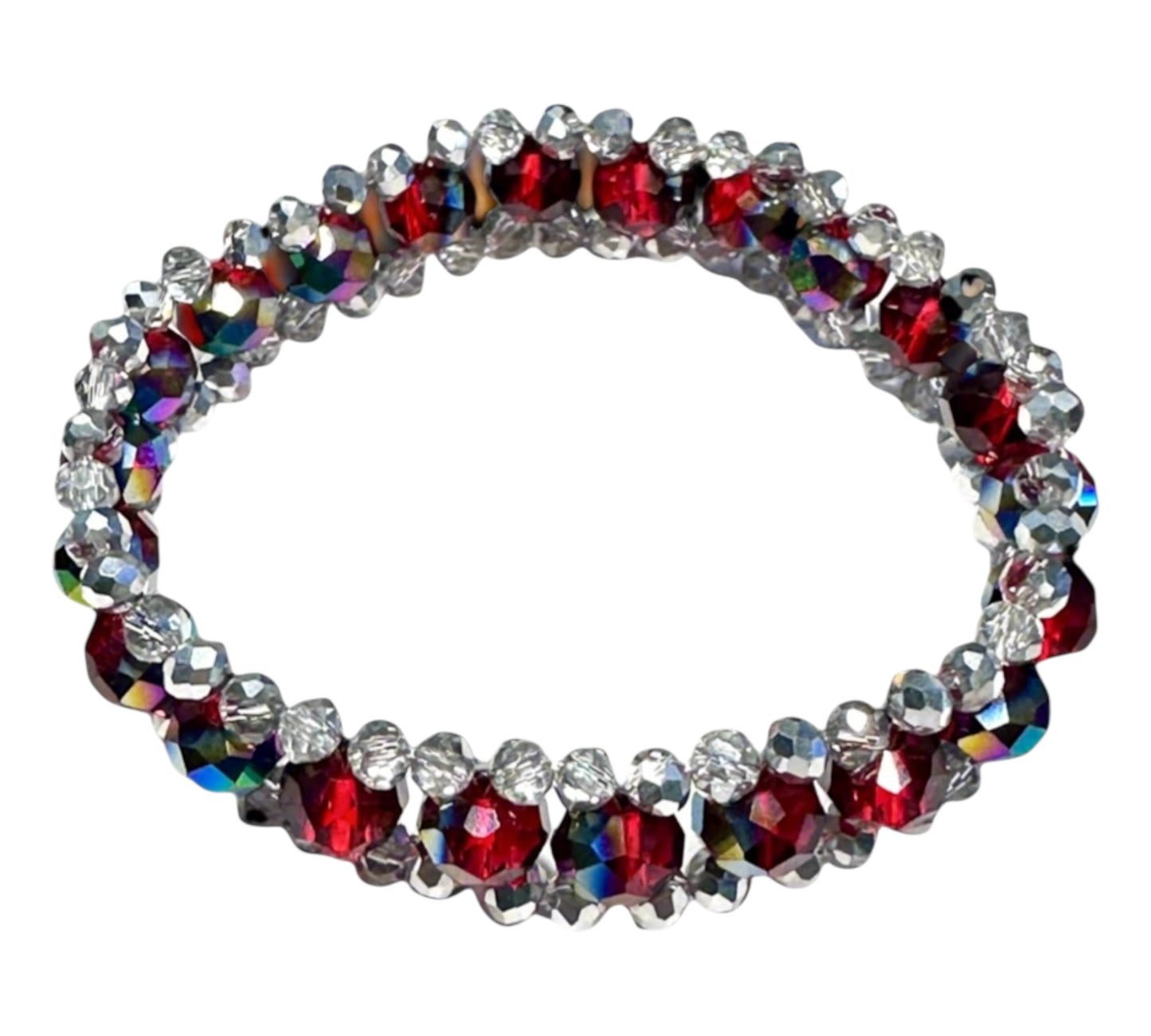 Red Austrian Crystal Three-Tier Bracelet
