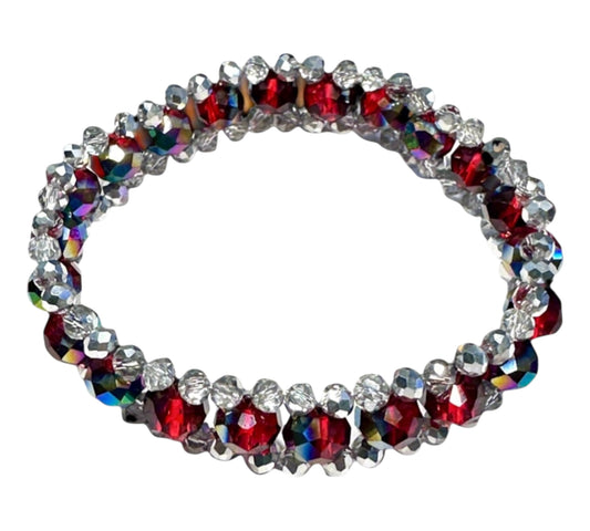 Red Austrian Crystal Three-Tier Bracelet