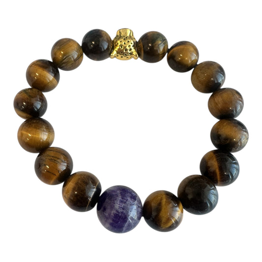 Tiger’s Eye & Amethyst Leopard Bracelet
