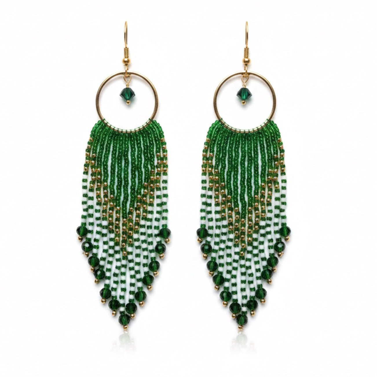 Emerald Cascade Fringe Earrings