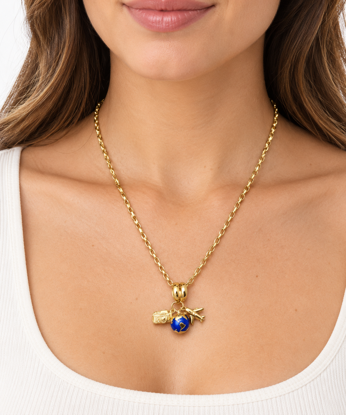 Wanderlust 18K Gold-Filled Travel Charm Necklace