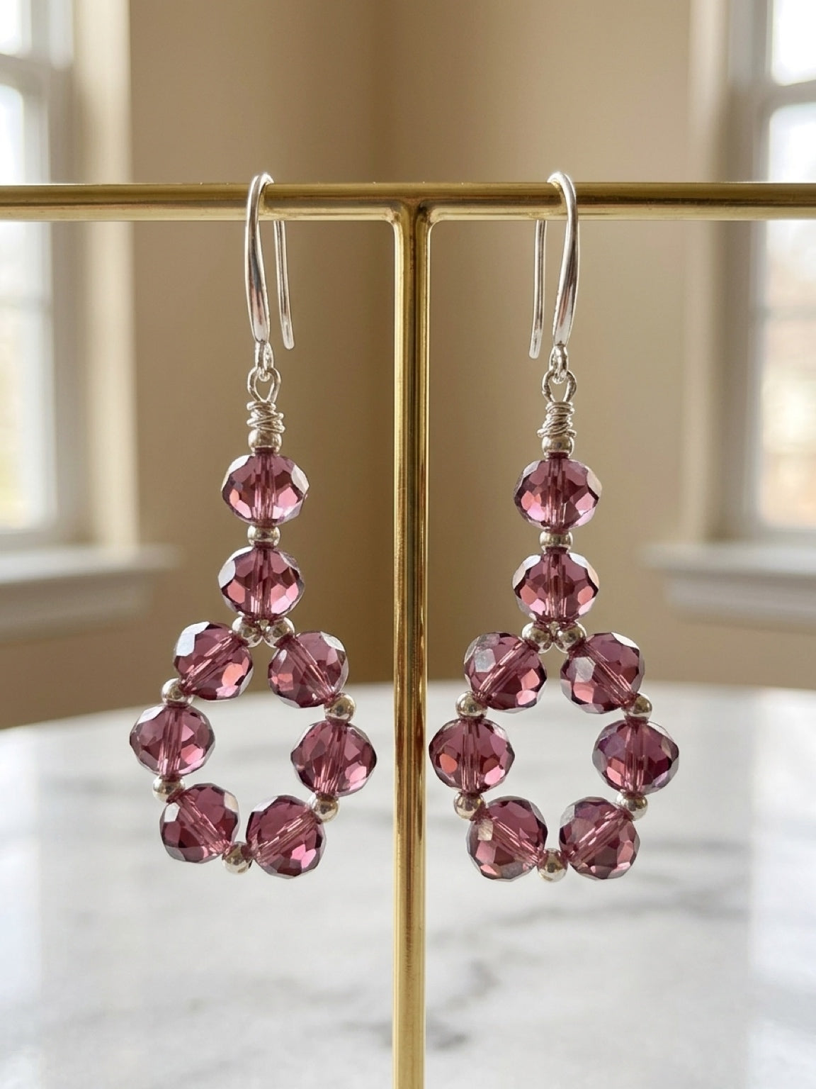 Amethyst Glow Crystal Teardrop Earrings