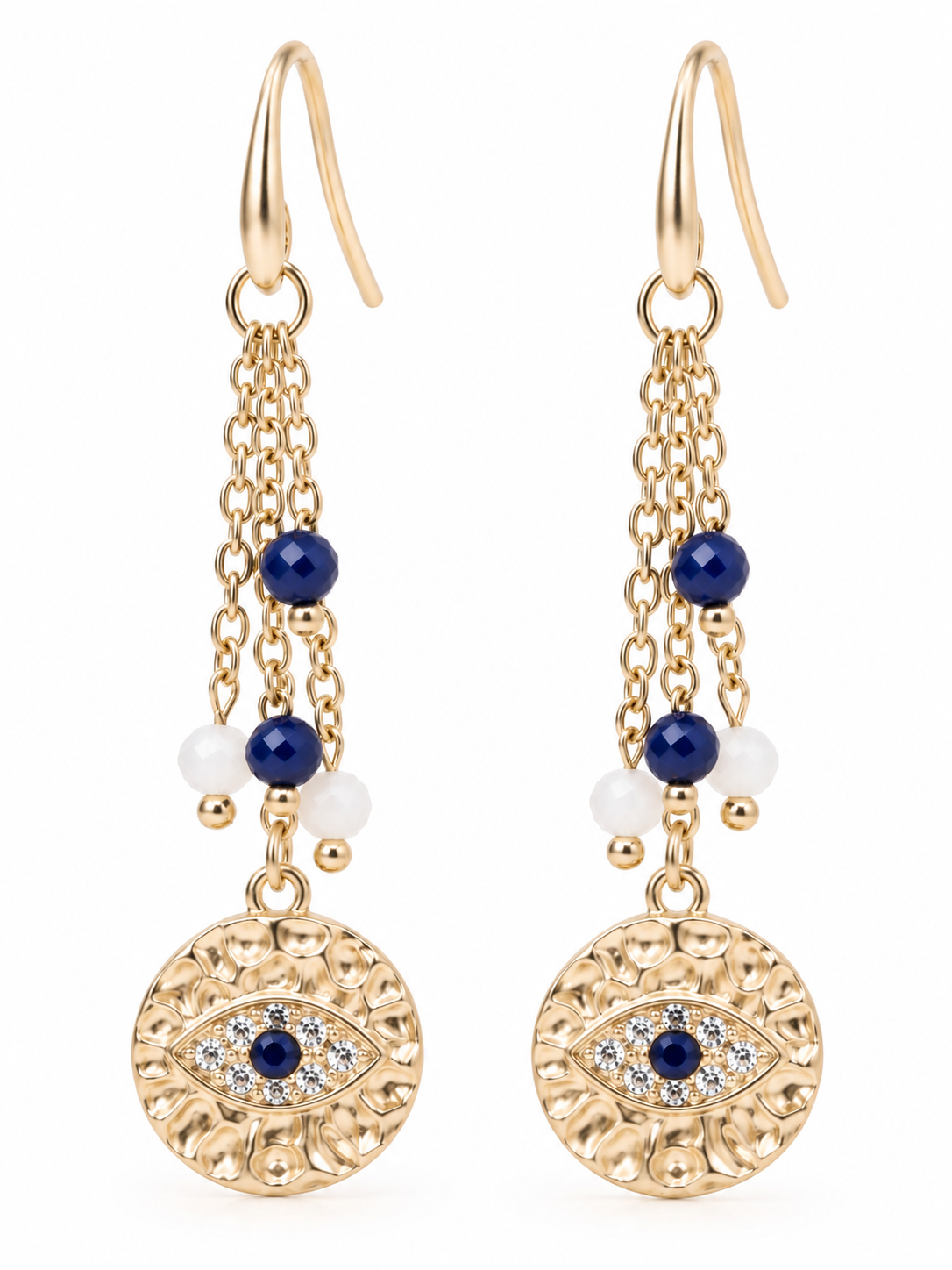 Lapis Lazuli & Moonstone Evil Eye Dangle Earrings