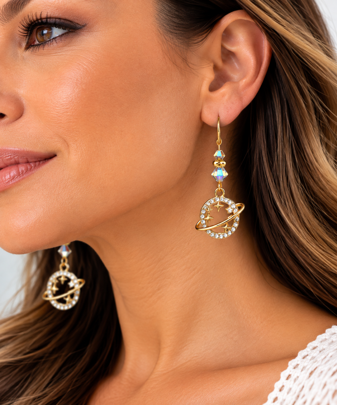 Planet Star Gold-Plated Earrings