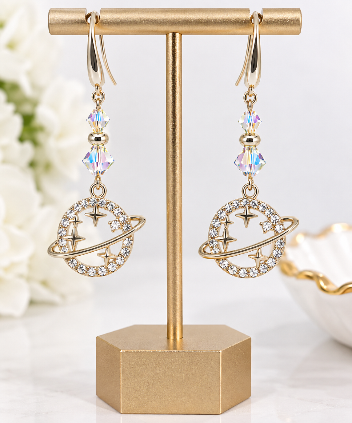 Planet Star Gold-Plated Earrings