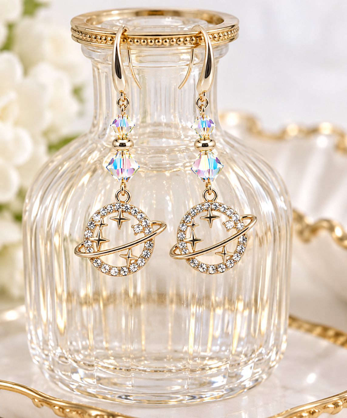 Planet Star Gold-Plated Earrings