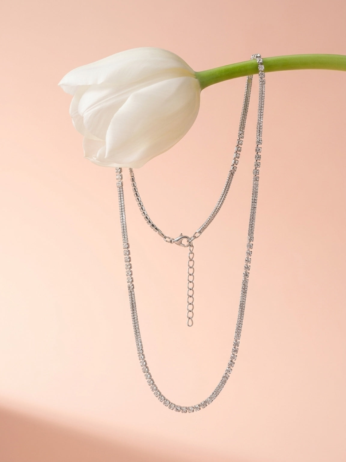 White Gold Over Brass Sparkle Necklace | Glow Within Crystals