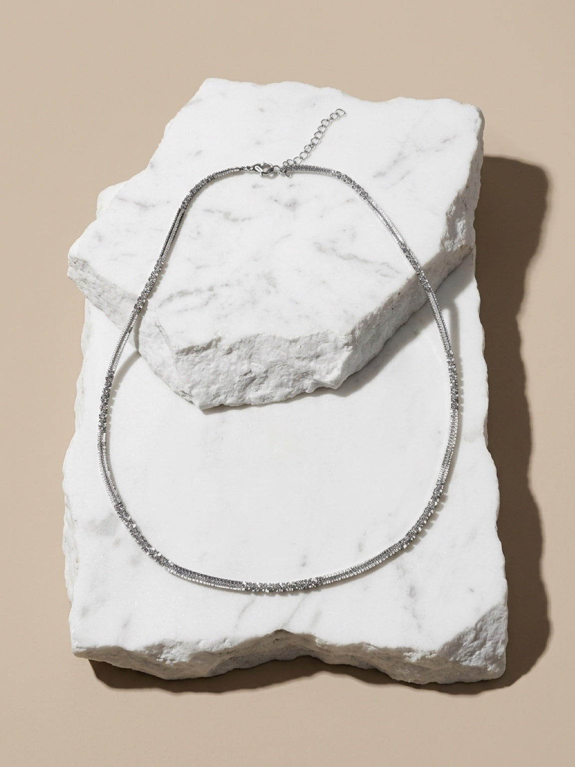 White Gold Over Brass Sparkle Necklace | Glow Within Crystals