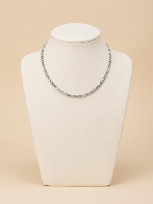 White Gold Over Brass Sparkle Necklace | Glow Within Crystals