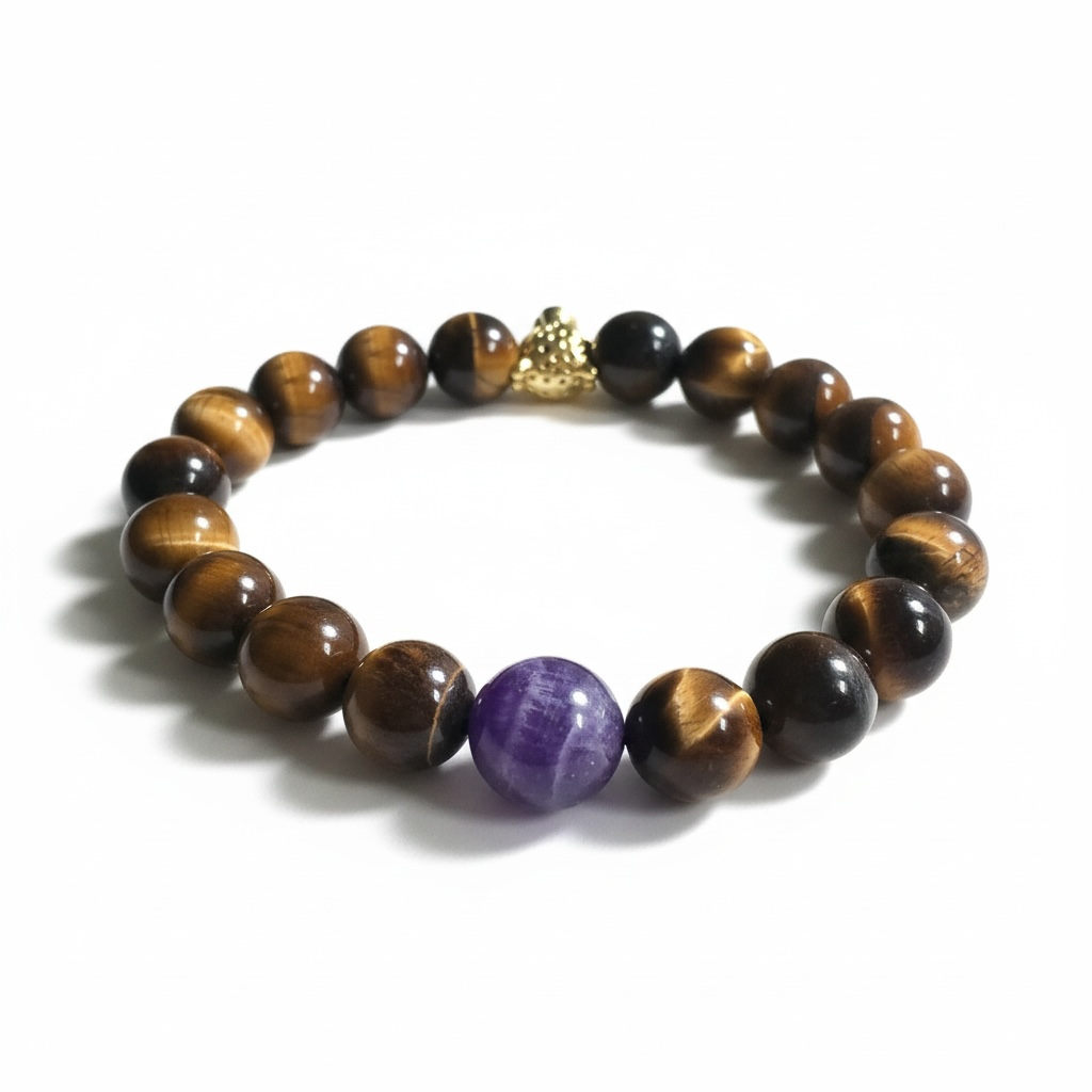 Tiger’s Eye & Amethyst Leopard Bracelet