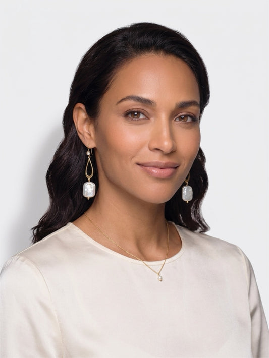 Luminous Baroque Pearl Drop Earrings – Gold Plated
