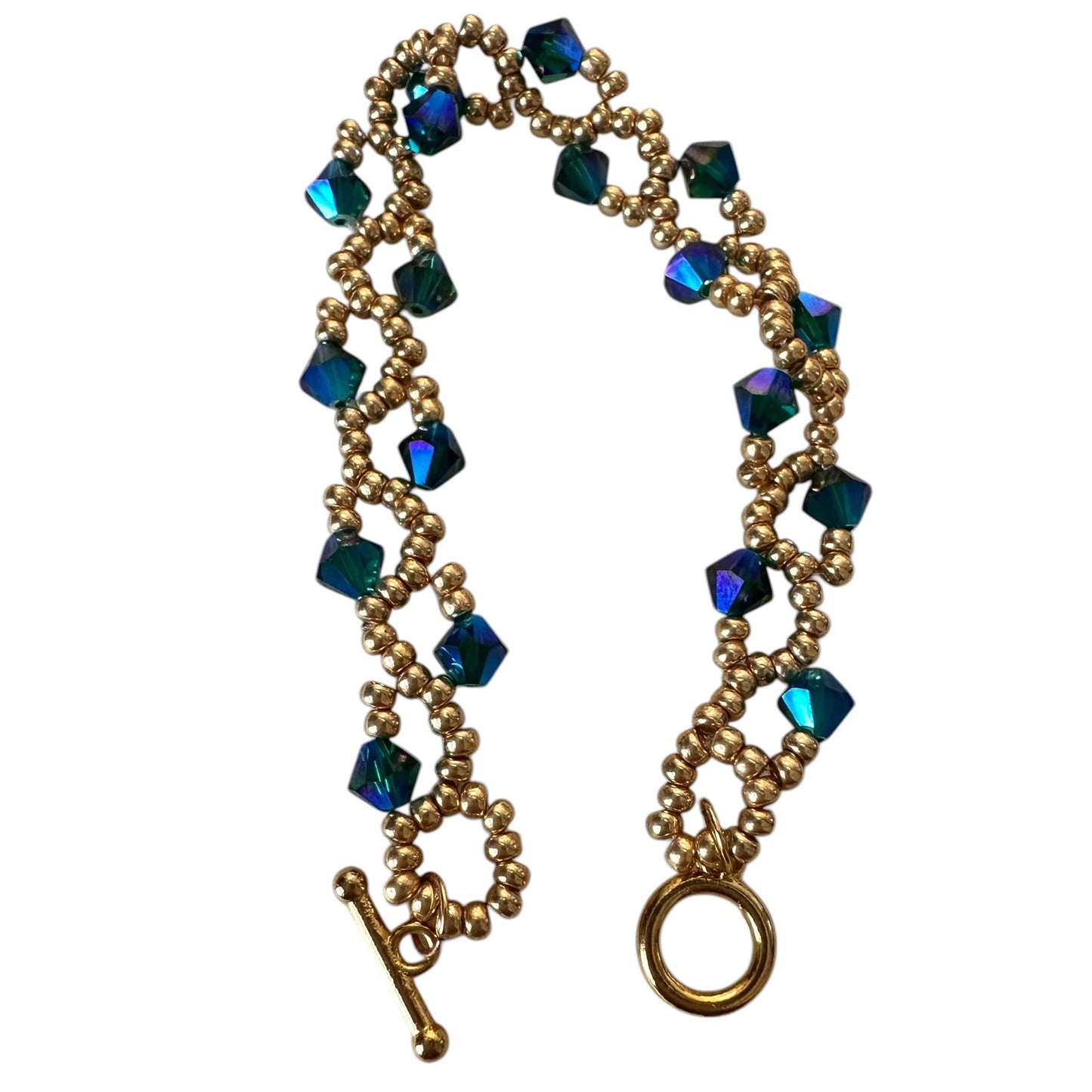 Enchanted Forest Bracelet – Emerald Swarovski & Gold Beads