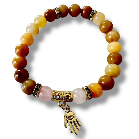 Golden Lace Jade Evil Eye Hand Bracelet