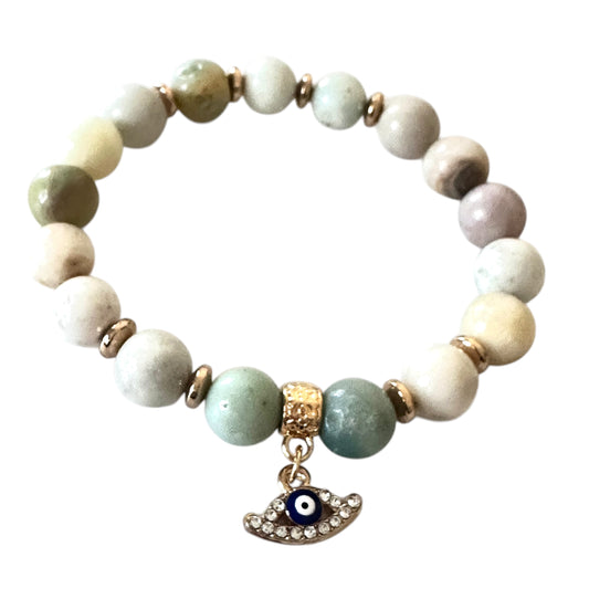 Dendritic Jasper Evil Eye Bracelet