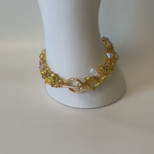 Vine Bracelet – Citrine Glow with Swarovski Crystals